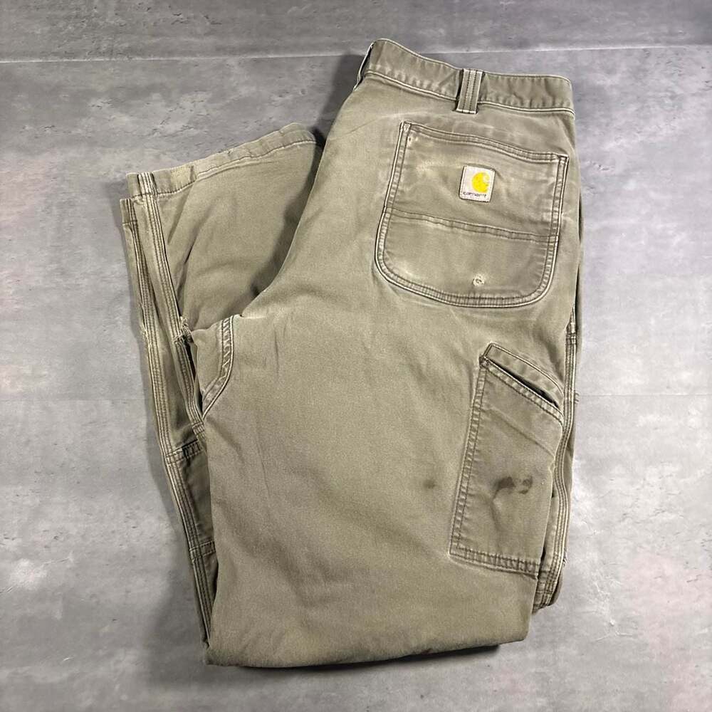 Carhartt Double Knee Carpenter Work Pants Khaki Green